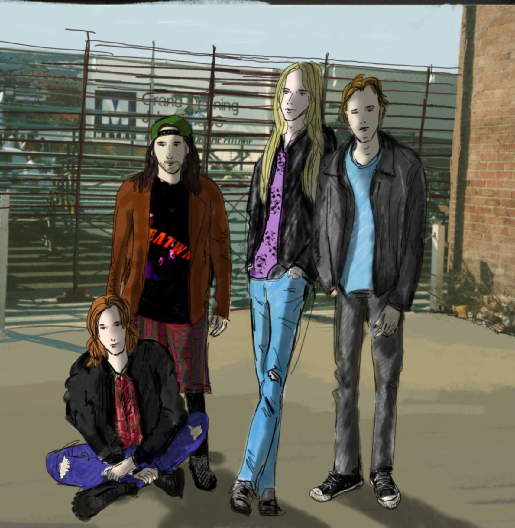 ALIAS/INSANE Los Angeles, 1992<br> (from left to right: Tyler Jones, Rowan Keanes, Andy Quinn, and Matt Jordan)