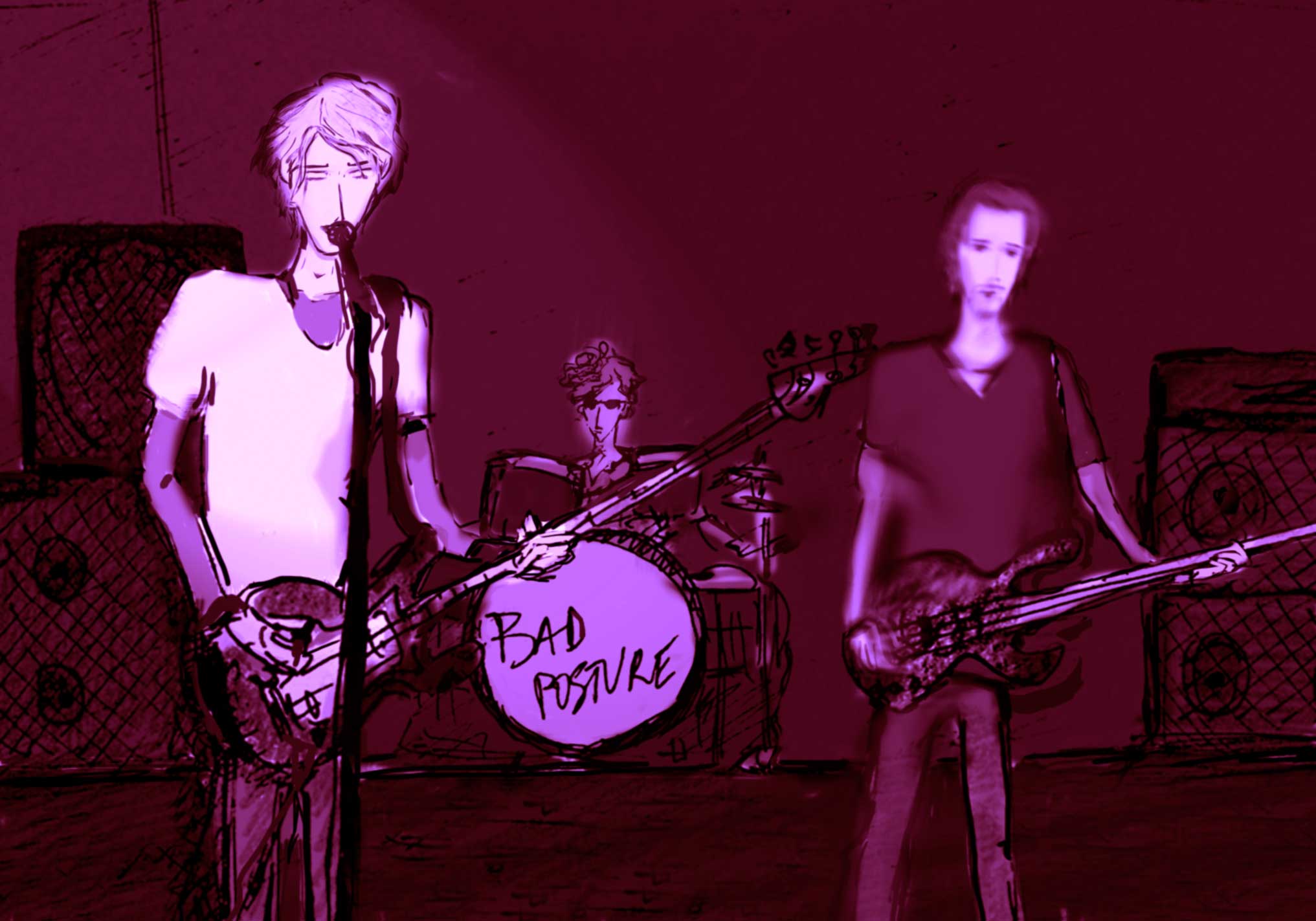 Bad Posture, 1992. <br> From left to right: Campbell Kane, Zac Lutes and Troy Tacker (Photo by Chris Gibson).