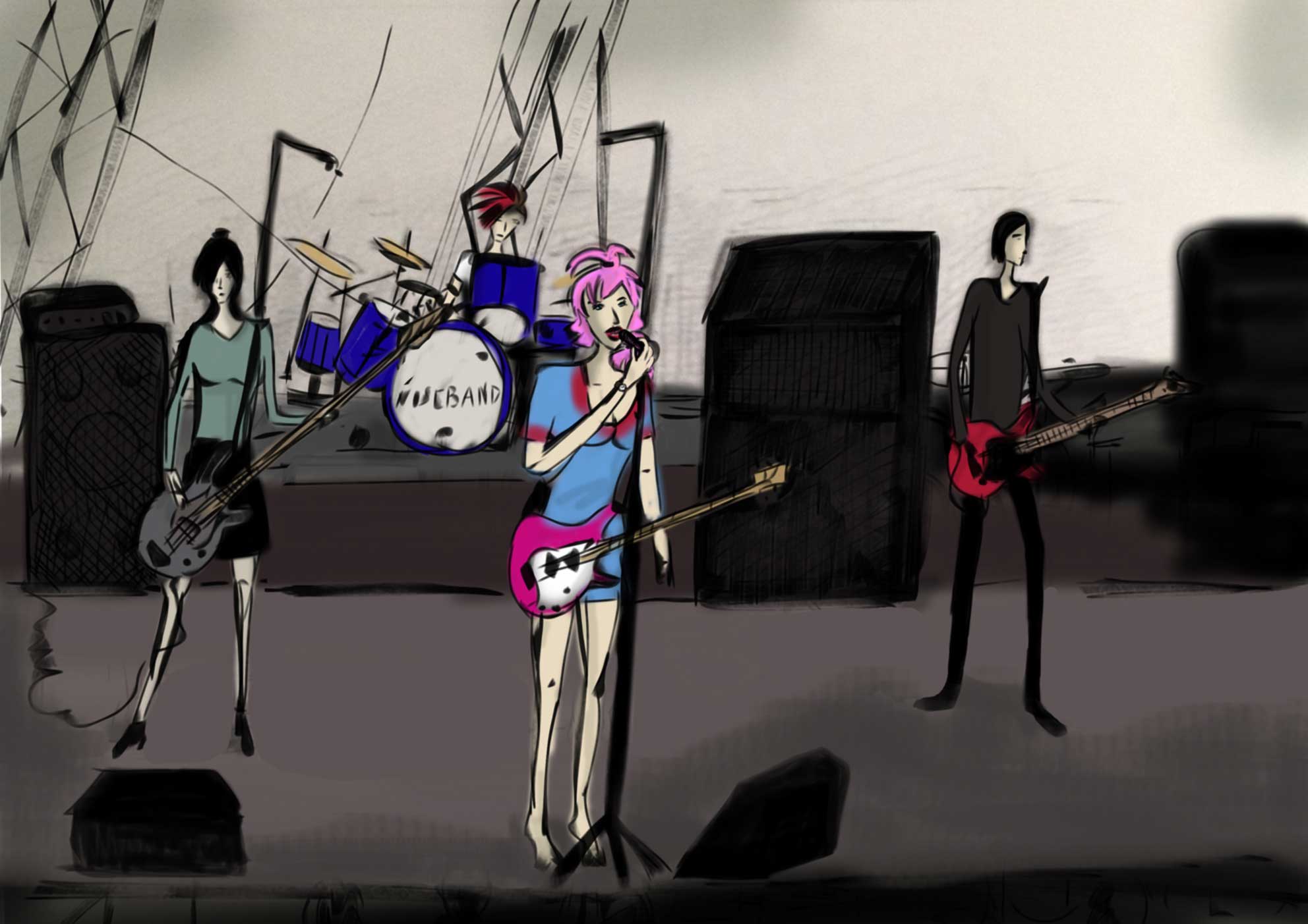 Noseband, November 1993 <br> From left to right: Camille Bach, Bobbie Schneider, Roxy Doom and Dror Hamilton.